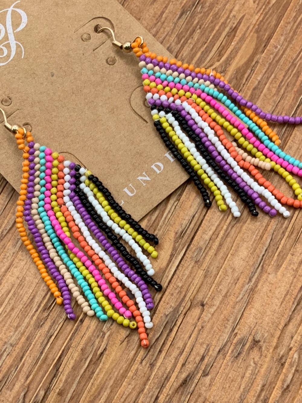 Plunder Design Saffi Colorful Beaded Fringe Dangle Earrings